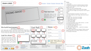 Zaah Home Page Wire frame