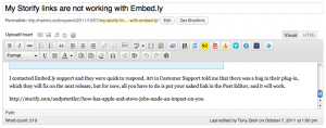 Storify Link in WordPress post editor