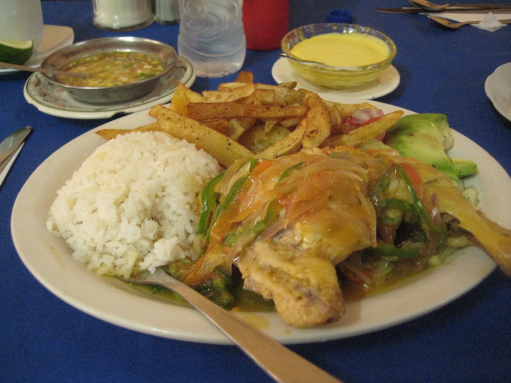 Picture of Arroz y Pollo con Papas Fritas (Rice and Chicken with hand cut potatoes)