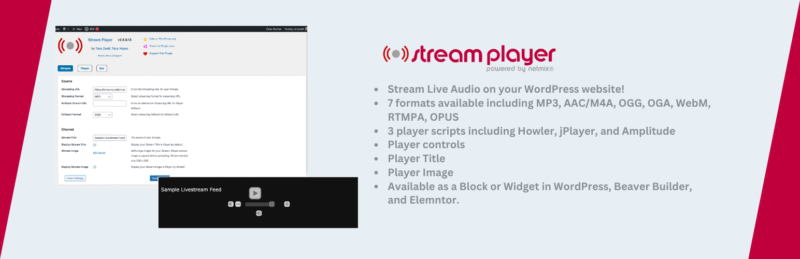 Stream Player WordPress.org Plugin Page Banner Image